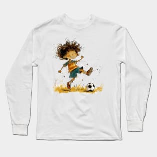 Little Boy Playing Soccer Long Sleeve T-Shirt